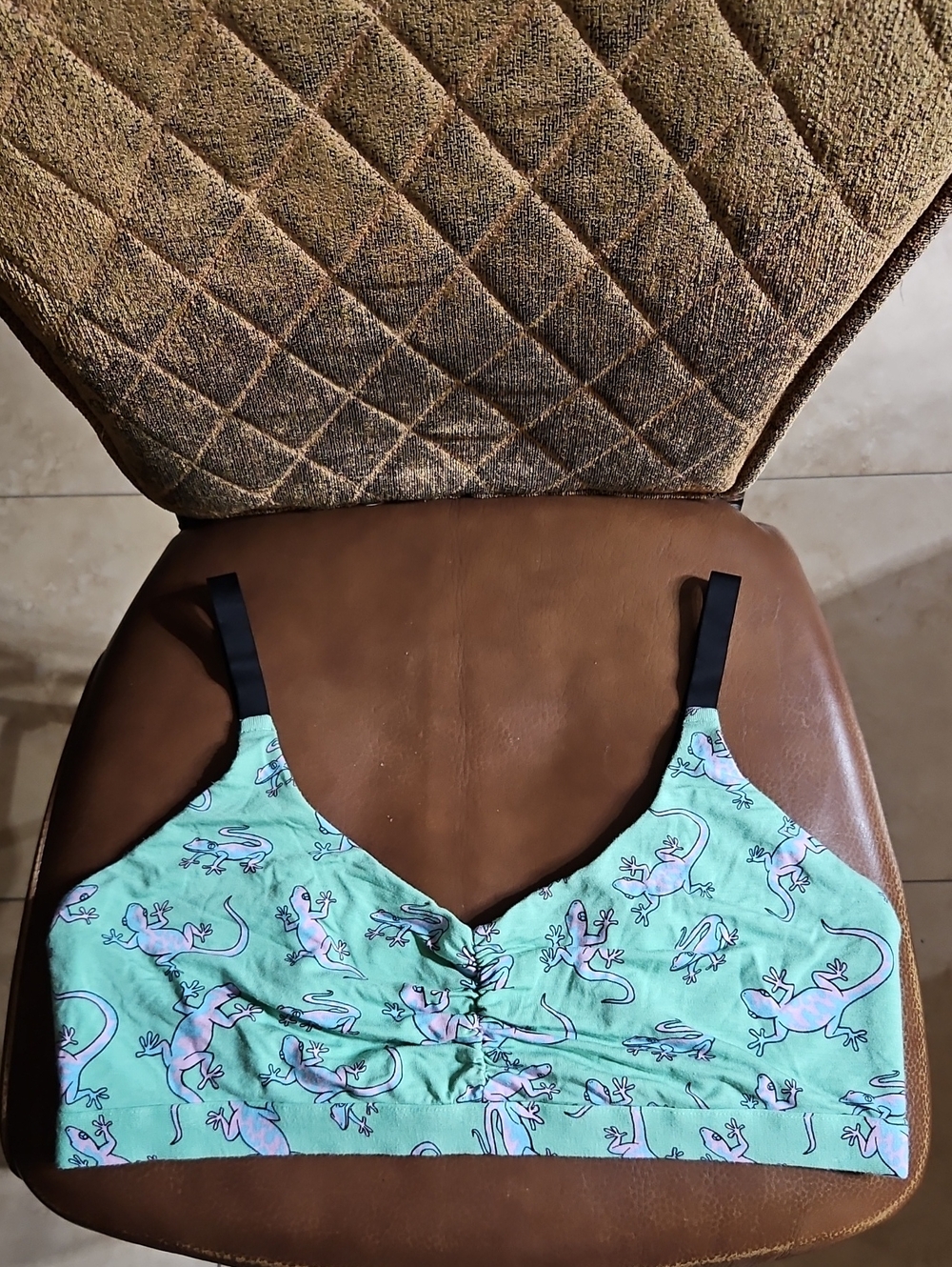MeUndies Feelfree Ruched Bralette Bra Wirefree Unlined Convertible Lizard Print